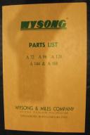 Wysong A 72, A 96, A 120, A 144, A 168 Parts Manual Air Shear
